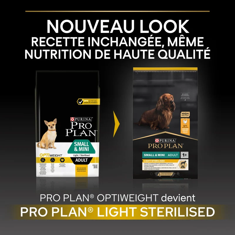 PRO PLAN Light/Sterilised Small & Mini Adult au Poulet - Croquettes pour chien