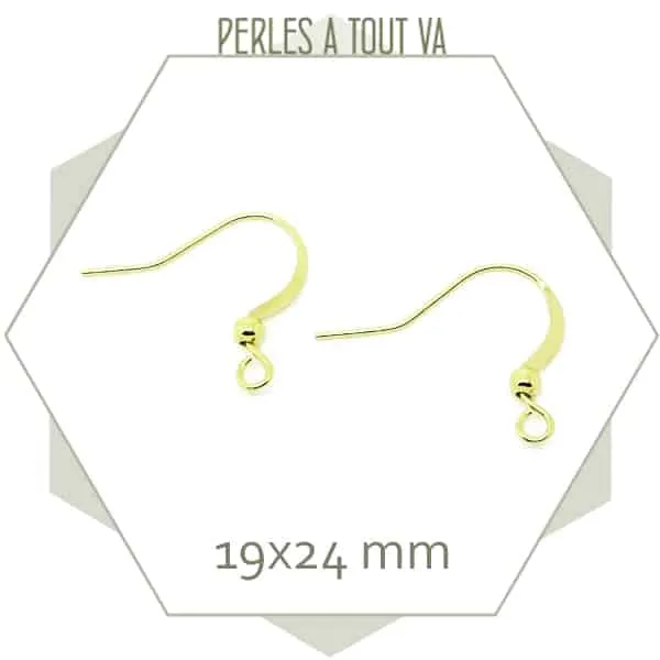 12 crochets de boucles d'oreilles bille doré cantOr