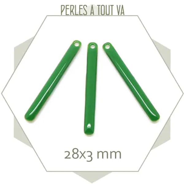 4 sequins effet émaillé bâtonnet 28 mm vert Brésil