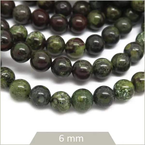 Env. 62 perles de Jaspe ronde 6 mm, Pierre du Dragon