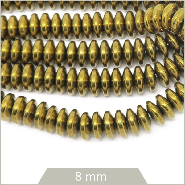 75 perles soucoupes en hématite 8 mm doré