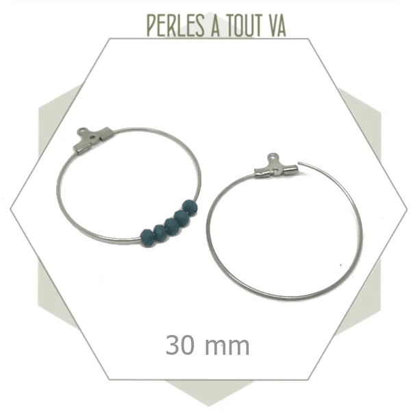 12 créoles en acier 30 mm