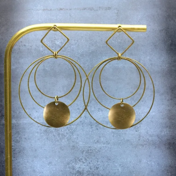 8 clous de boucles d'oreilles losange bronze