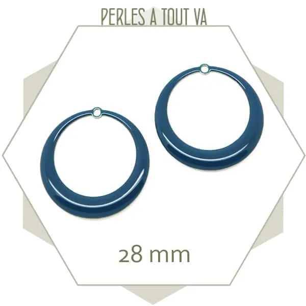 4 créoles effet émaillé bleu canard