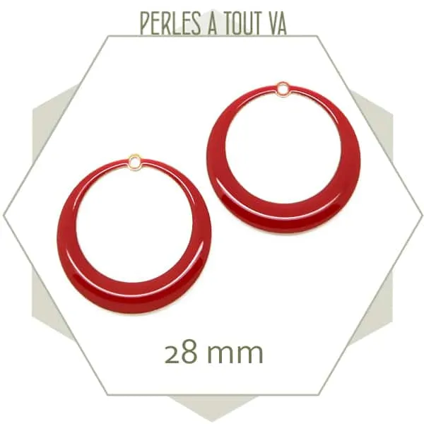 4 créoles effet émaillé rouge brique