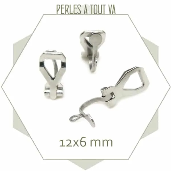6 clips de boucles d'oreilles acier inoxydable