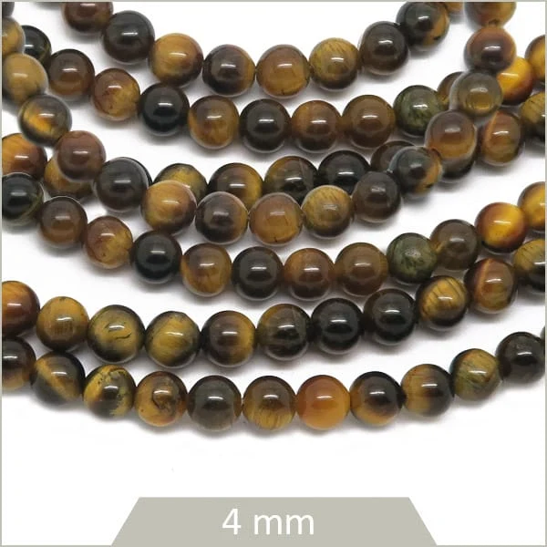 Env. 87 perles rondes 4 mm Œil de tigre