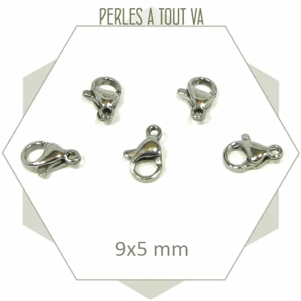 8 petits fermoirs mousquetons acier inoxydable