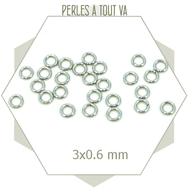120 anneaux ouverts acier inoxydable 3 mm