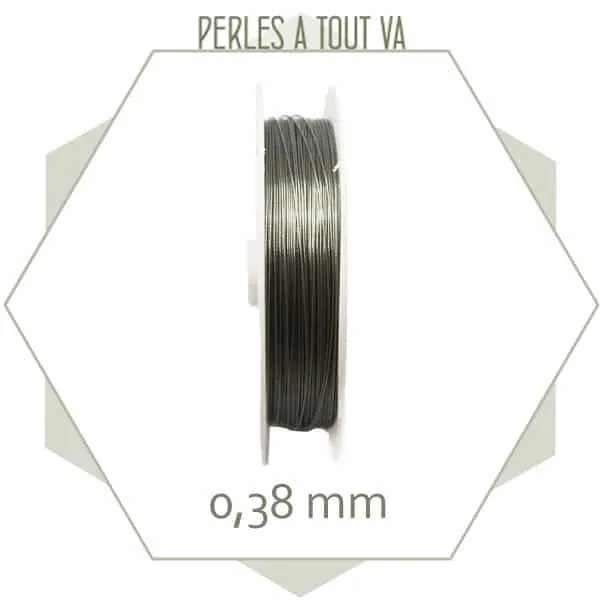 100 m de fil câblé 0,38 mm couleur acier inoxydable