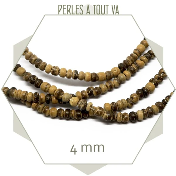 Rang 40 cm de perles de coco 4 mm (environ 150 p.)