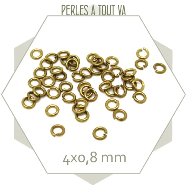 250 anneaux 4x0,8 mm laiton brut