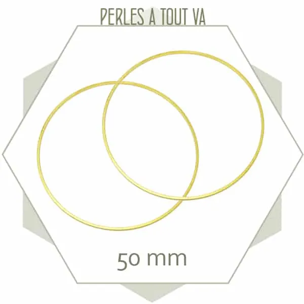 12 anneaux fermés cercle 50 mm laiton brut doré
