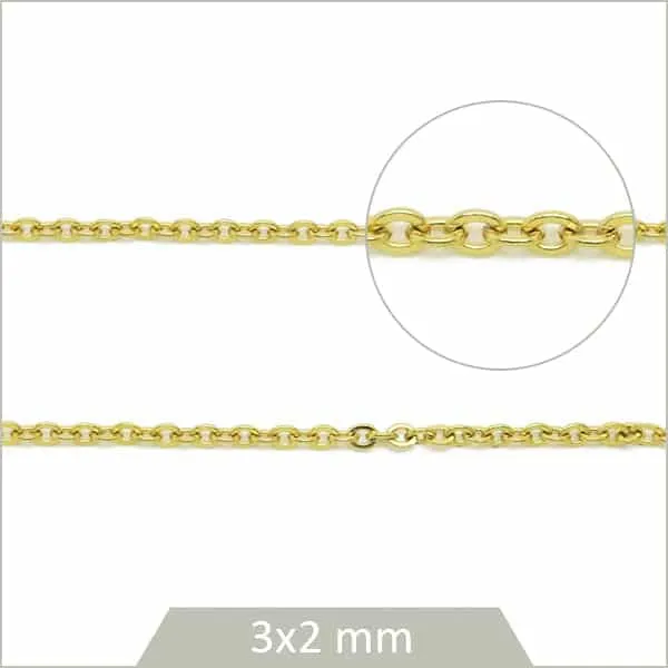 1 m de chaîne maillon ovale en acier inoxydable doré