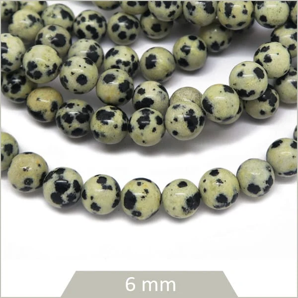 Env. 60 perles rondes de Jaspe dalmatien 6 mm