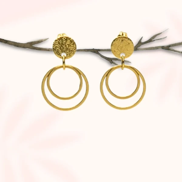 4 clous de boucle d'oreilles cercle texturé 8mm en acier inoxydable doré 304