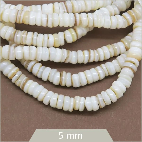 38 cm de perles heishi en coquillage 5x2 mm (environ 200pcs)