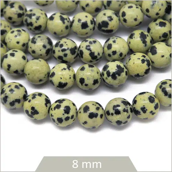 Env. 42 perles rondes de Jaspe dalmatien 8 mm