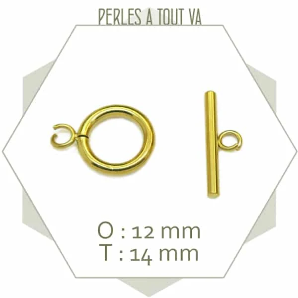 2 fermoirs toggle en acier inoxydable doré