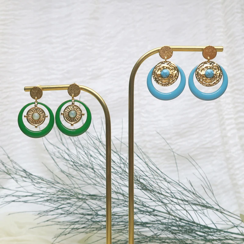 4 clous de boucle d'oreilles cercle texturé 10mm en acier inoxydable doré 304