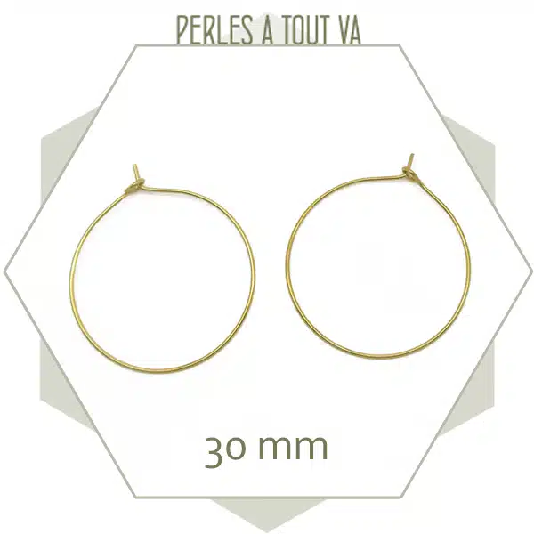 8 créoles en acier inoxydable doré 30 mm