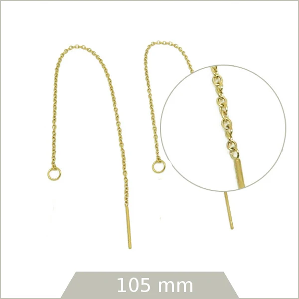 4 chaînes de boucles d'oreilles en acier inoxydable doré
