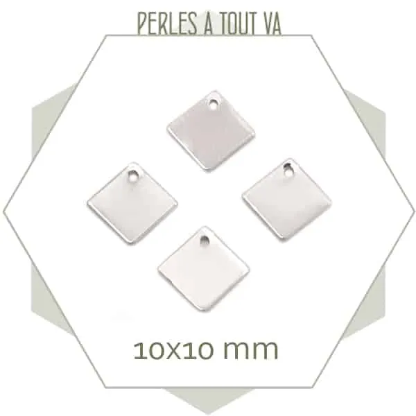 8 breloques petits losanges en acier inoxydable