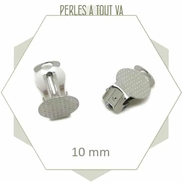6 clips de boucles d'oreilles à coller en acier inoxydable, 10 mm