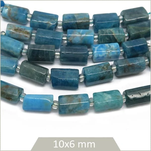 14 perles colonne en Apatite, 10x6 mm
