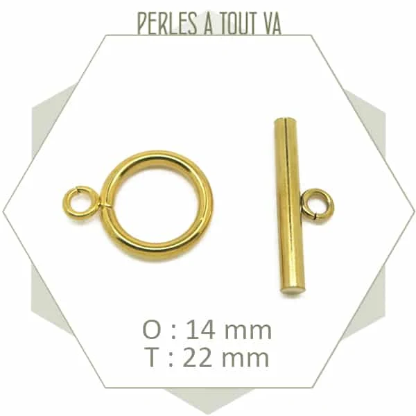 2 fermoirs toggle en acier inoxydable doré