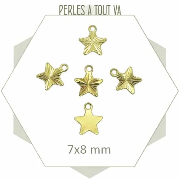 20 breloques étoiles texturées en laiton brut