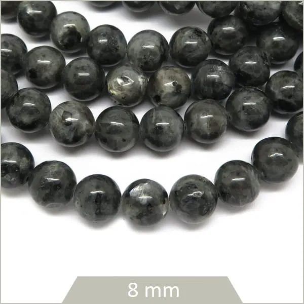 Env. 42 perles rondes 8 mm Larvikite