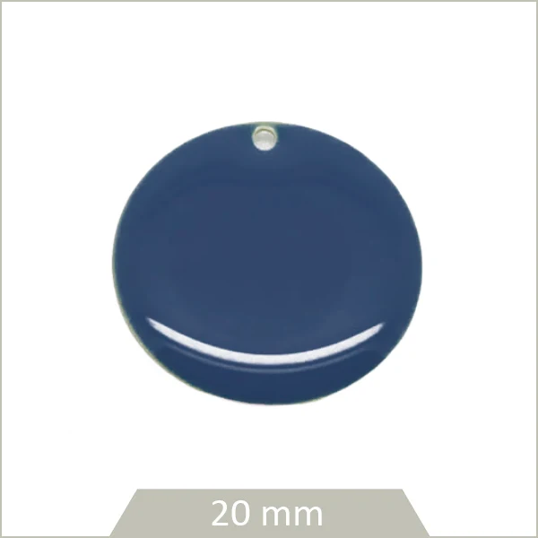 4 sequins effet émaillé 20 mm bleu marine foncé