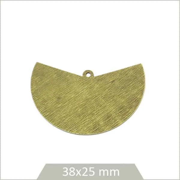4 breloques grands éventails bronze, texture striée