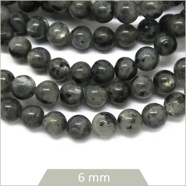 Env. 58 perles rondes 6 mm Larvikite
