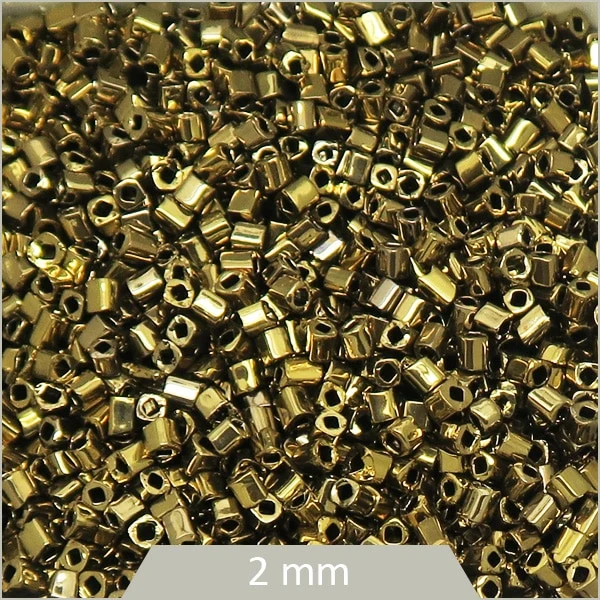 40 g de perles cubes en verre bronze irisé 2 mm