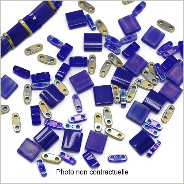 6 g de mix de perles tila cobalt et or