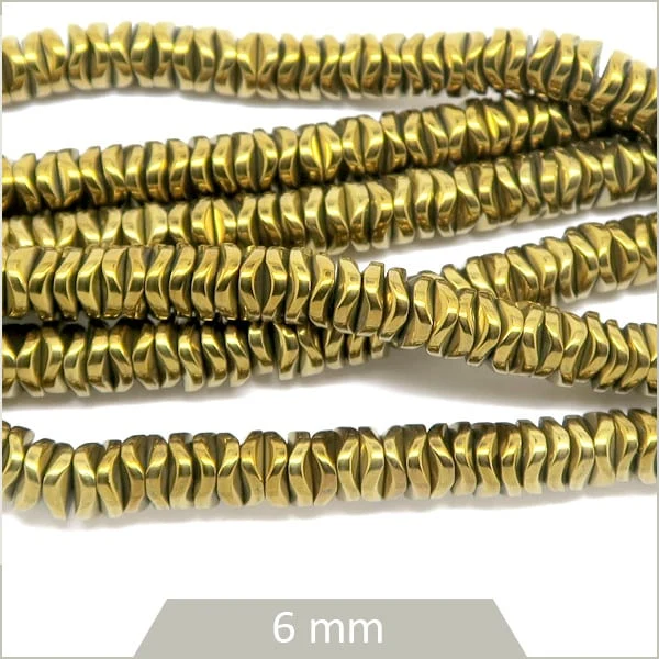 Env. 175 perles heishi hématite doré métallisé 6 mm – intercalaires bijoux DIY
