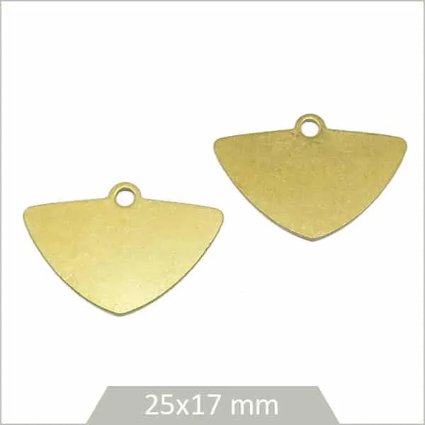 6 breloques éventails triangles lisses en laiton brut