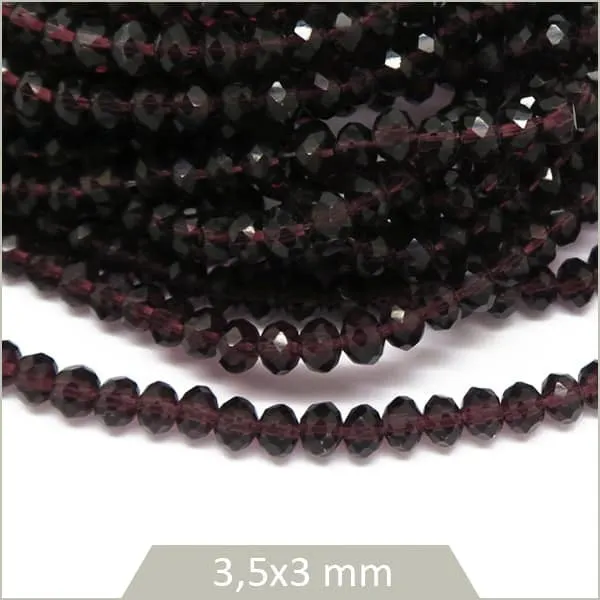 Env. 135 perles de verre à facettes donut transparent pourpre 3,5x3 mm
