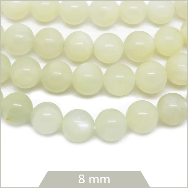 Env. 45 perles rondes blanche 8 mm, Pierre de Lune