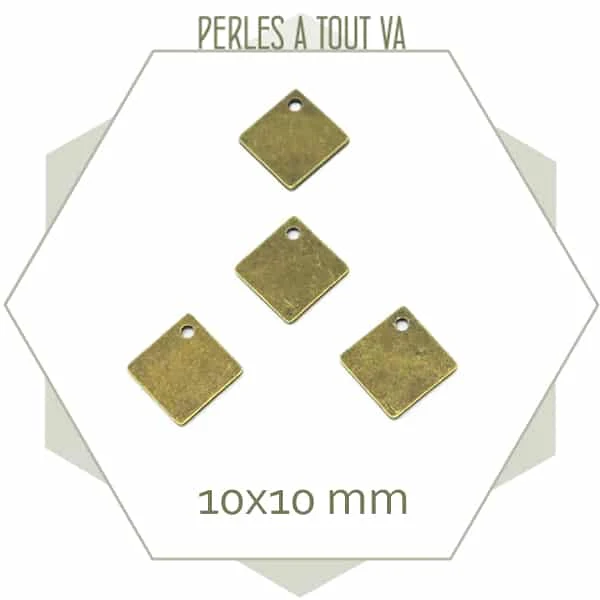 10 breloques petits losanges couleur bronze