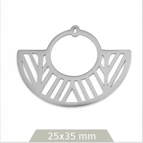 4 breloques demi cercle jungle acier inoxydable argent