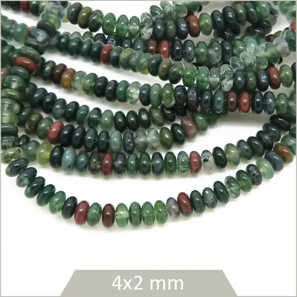 Env. 155 perles soucoupes en Agate indienne, 4x2 mm
