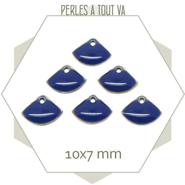 6 sequins éventails effet émaillé bleu nuit