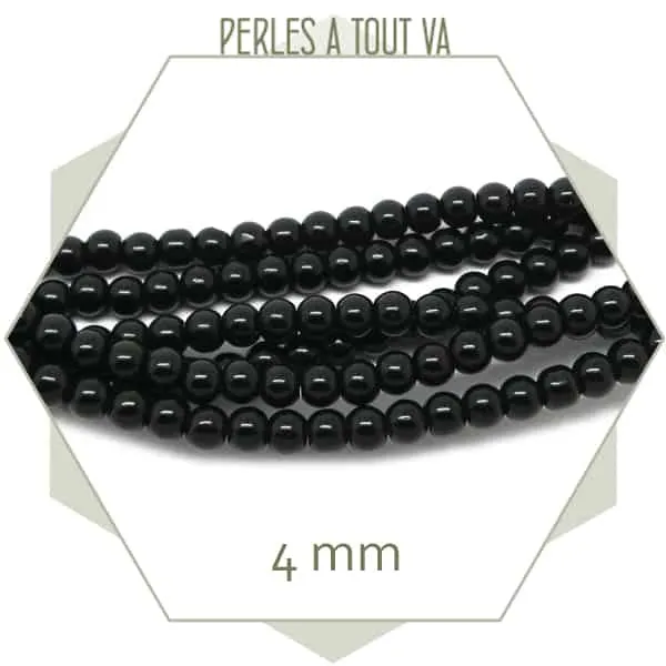 Env. 75 perles de verre rondes 4 mm noires
