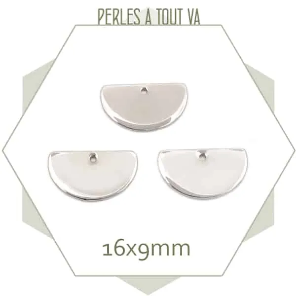 8 breloques demi cercle argentées M.A.