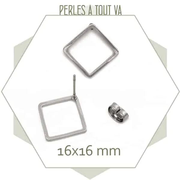 8 clous de boucles d'oreilles losange argentés M.A.