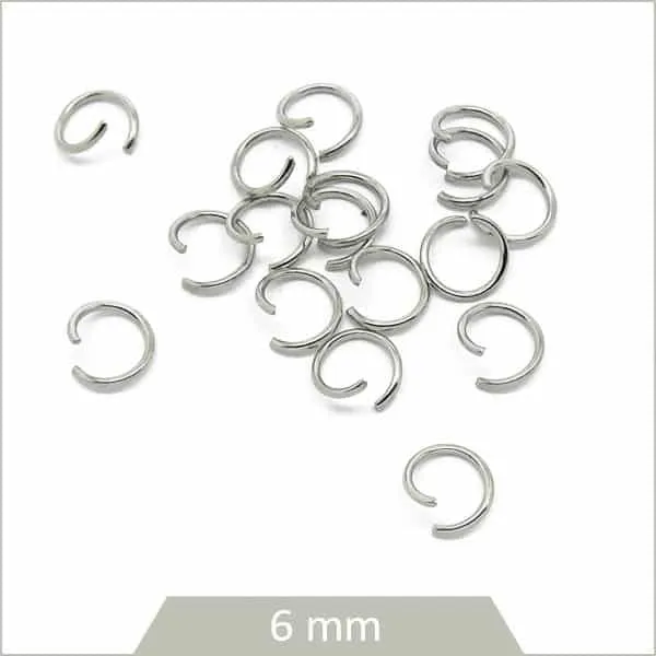 10g (env. 200 pcs) d'anneaux ouverts en acier 6 mm