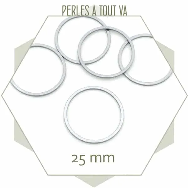 12 anneaux fermés ronds 25 mm en acier inoxydable